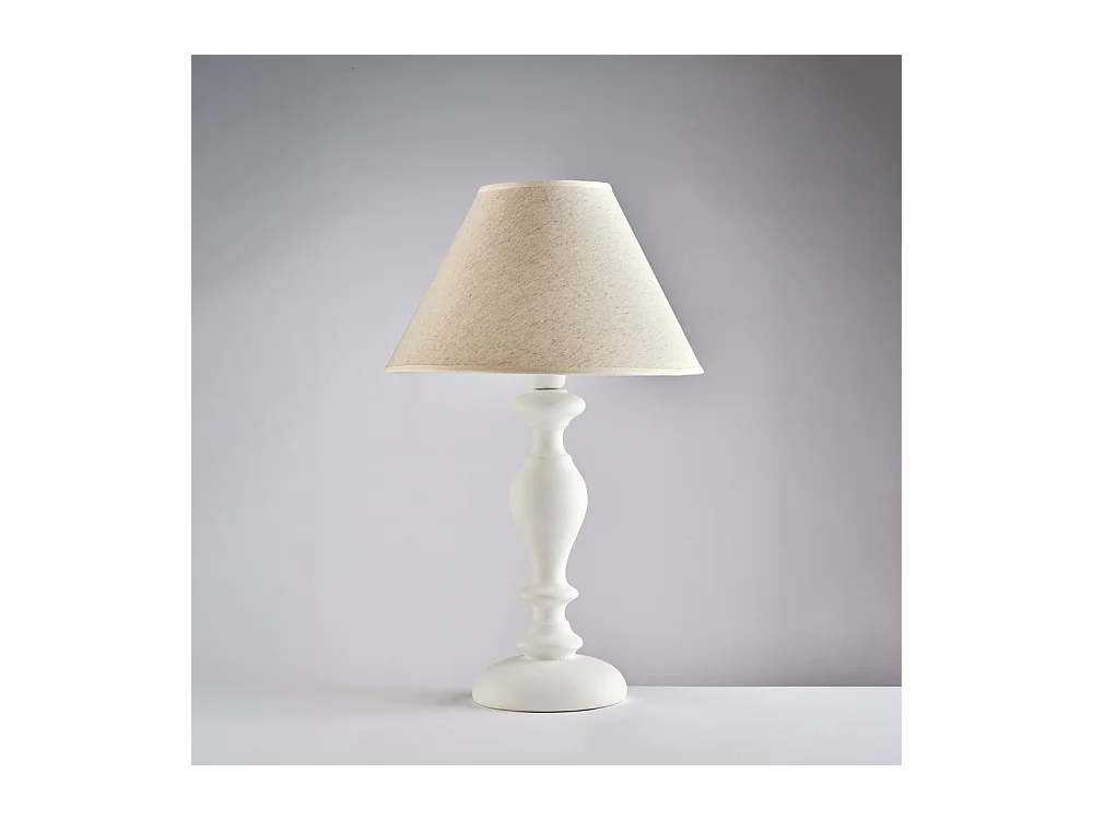 Cascina Lampe Shabby en bois blanc 1 lumière avec abat-jour dm.35 H.57 d.35 BL265-LM-BCO