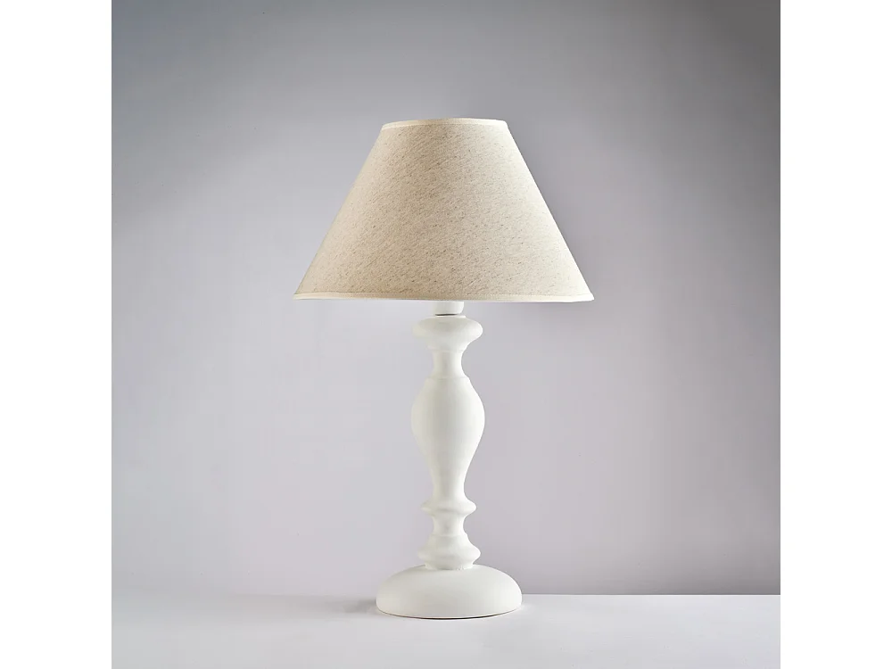 Cascina Lampe Shabby en bois blanc 1 lumière avec abat-jour dm.35 H.57 d.35 BL265-LM-BCO