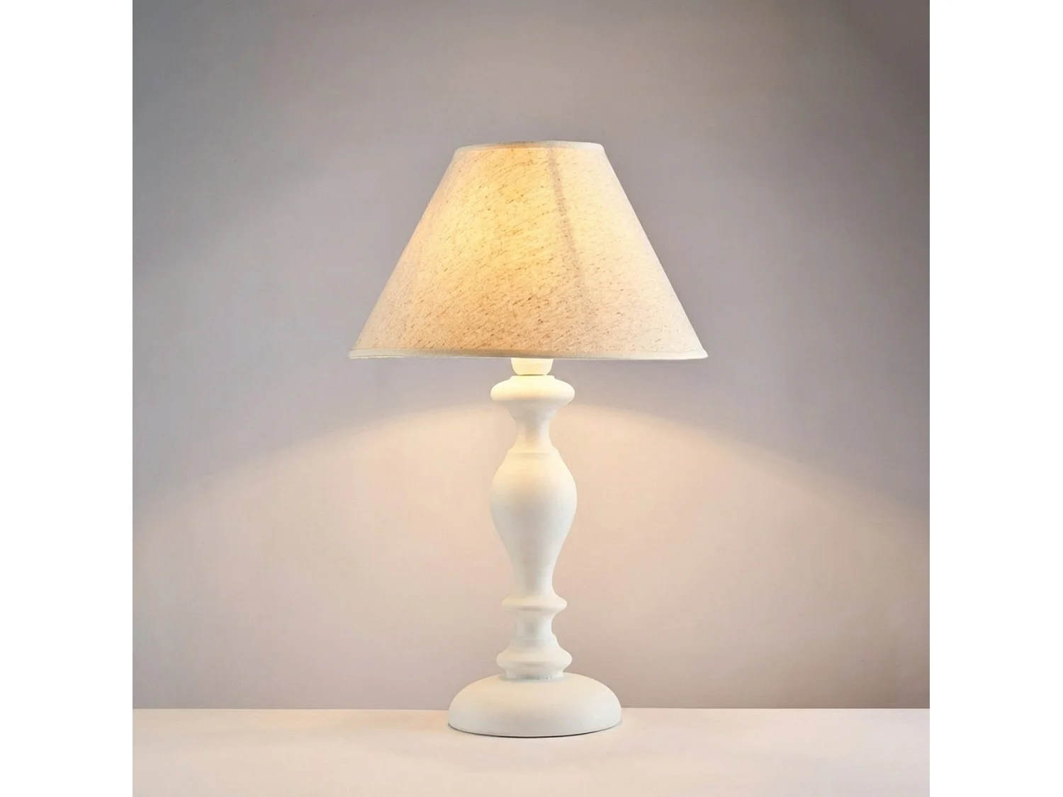 Cascina Lampe Shabby en bois blanc 1 lumière avec abat-jour dm.35 H.57 d.35 BL265-LM-BCO