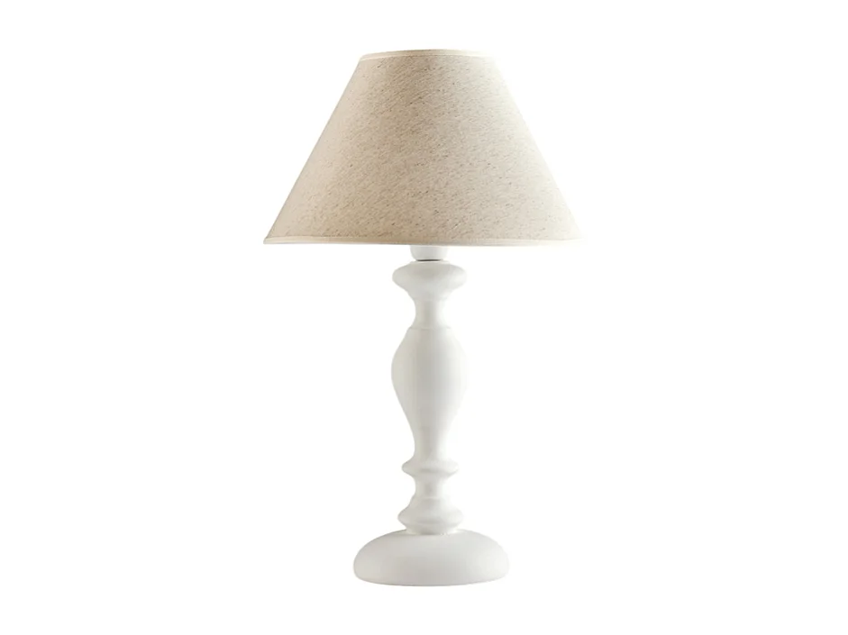Bonetti Illumina -  Cascina - Shabby-weiße Holzlampe 1 Licht mit Lampenschirm Dm.35 H.57 - Ø35 - BL265-LM-BCO