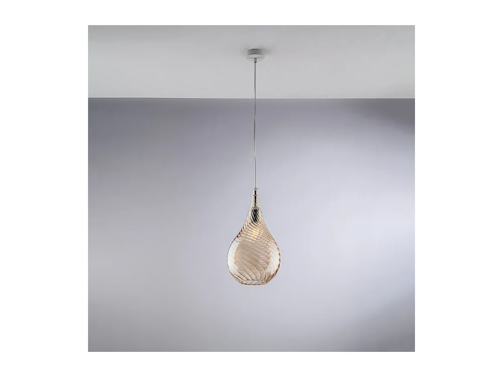 Pluvia Sospensione in ferro con vetro ambra pyrex 1 luce 142 Ø20 BL264-S1-AM