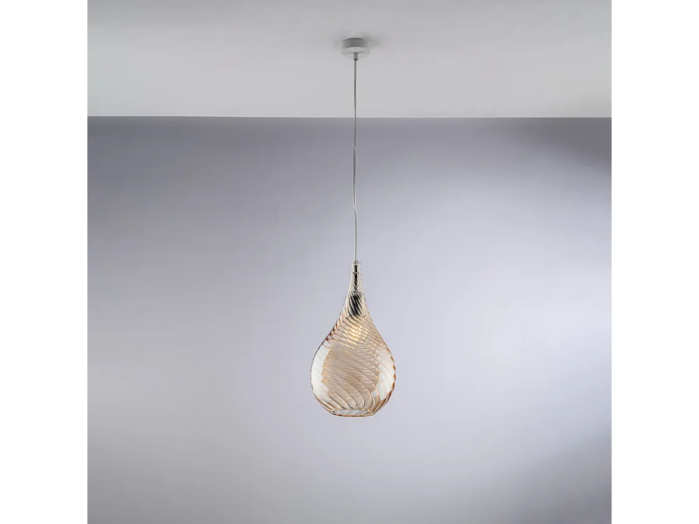 Pluvia Suspension Iron avec verre pyrex ambré 1 lumière 142 d.20 BL264-S1-AM