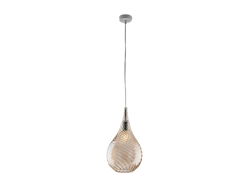 Pluvia Sospensione in ferro con vetro ambra pyrex 1 luce 142 Ø20 BL264-S1-AM