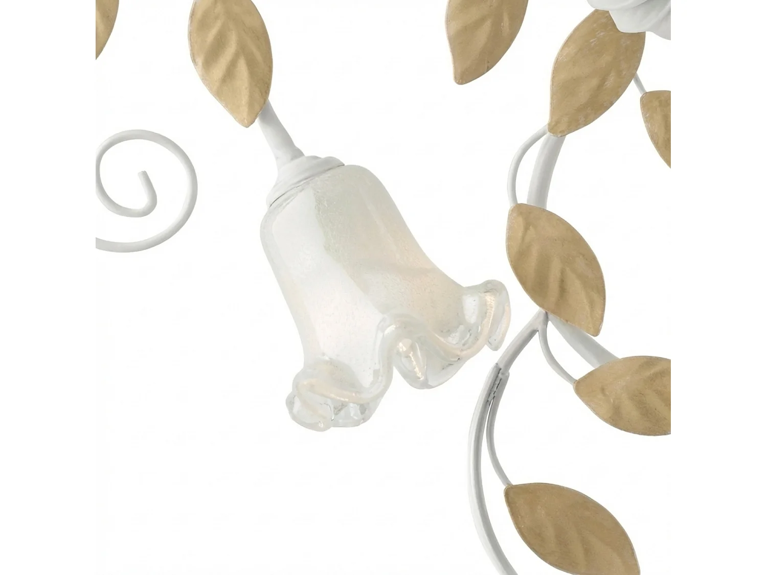 Cesto Plafonnier Shabby en fer laqué blanc 5 lumières H.17 d.80 BL274-PL5-BCO