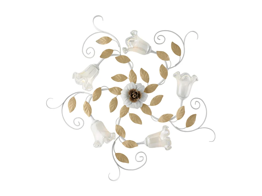 Cesto - Shabby wit gelakte ijzeren plafondlamp 5 lichts H.17 - Ø80 - BL274-PL5-BCO