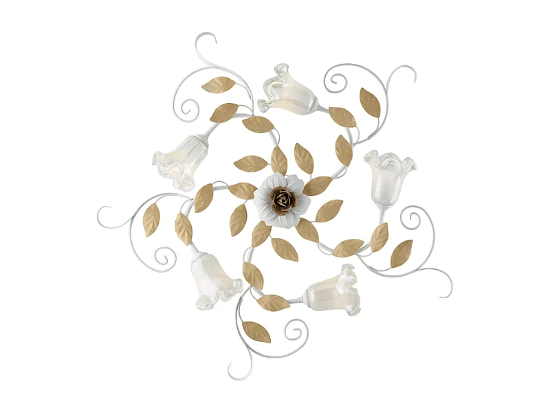 Bonetti Illumina -  Cesto - Shabby Deckenleuchte aus weiß lackiertem Eisen 5 Lichter H.17 - Ø80 - BL274-PL5-BCO