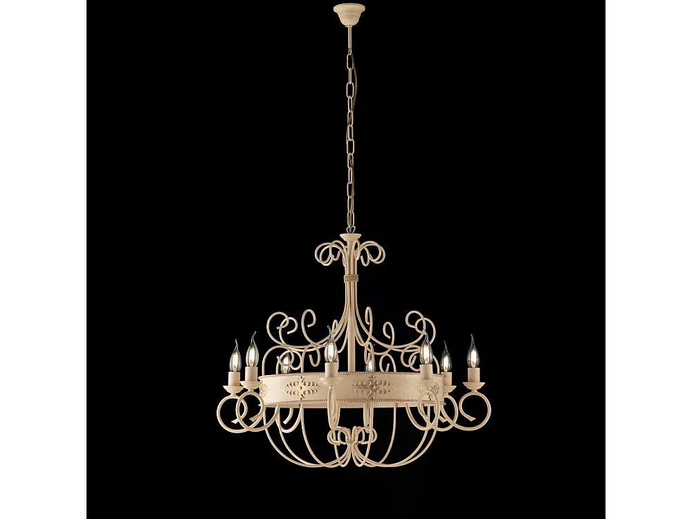 Baltimore Lustre en fer laqué décapé ivoire 8 lumières 126 d.76 BL183-8-AV