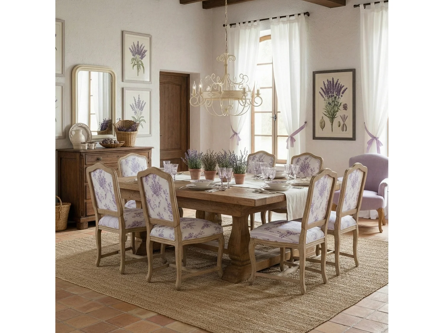 Baltimore - Kronleuchter aus elfenbeinfarben gebeiztem und lackiertem Eisen, 8 Lichter 126 - Ø76 - BL183-8-AV