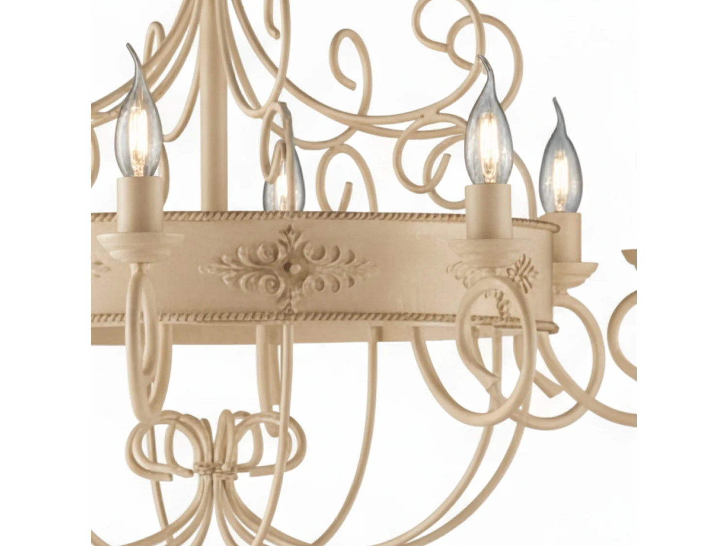 Baltimore - Kronleuchter aus elfenbeinfarben gebeiztem und lackiertem Eisen, 8 Lichter 126 - Ø76 - BL183-8-AV