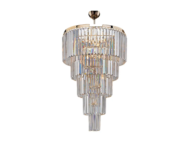 Schubert - Hängeleuchte aus Messing und goldenem Eisen mit Strasssteinen, 7 Lichter H.93 - Ø50 - BL272-7-OR