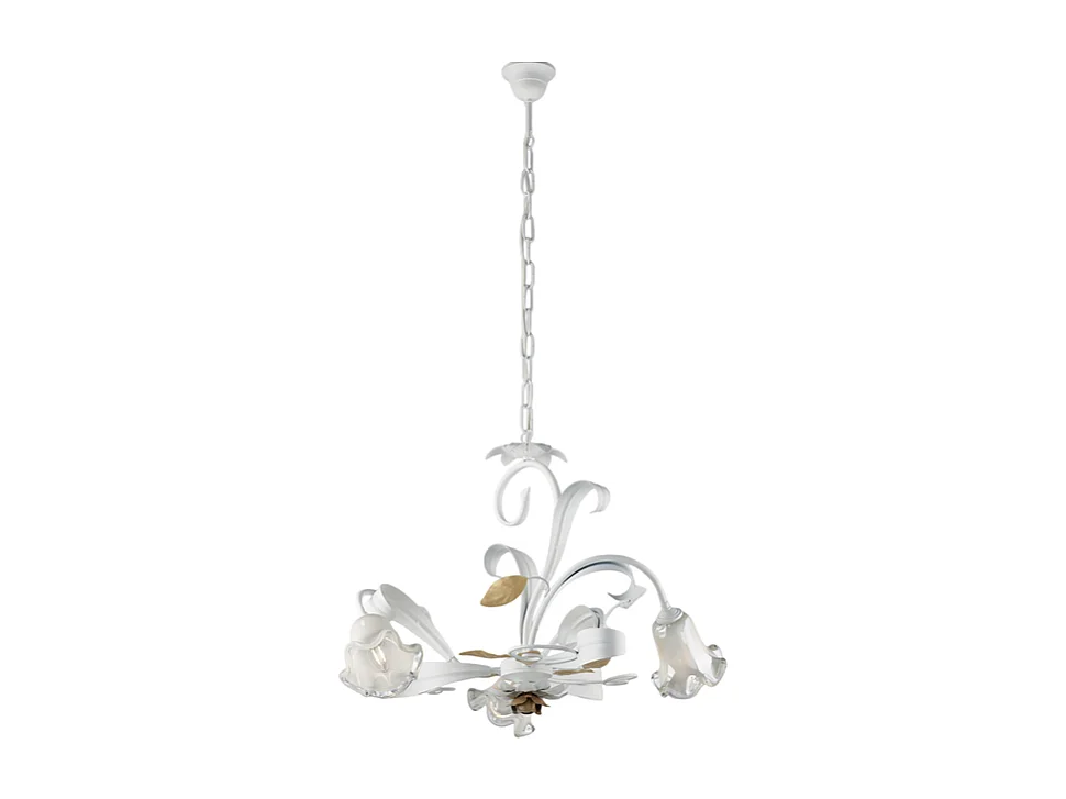 Bonetti Illumina -  Cesto - Shabby-Kronleuchter aus weiß lackiertem Eisen, 3 Lichter, 104 - Ø59 - BL274-3-BCO