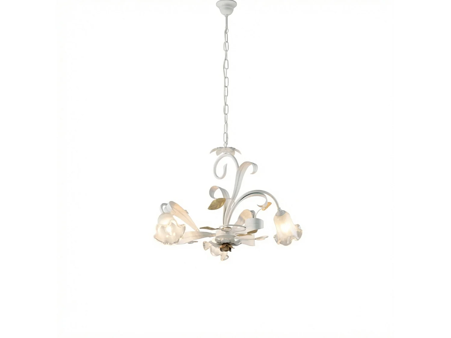 Cesto Lustre Shabby en fer laqué blanc 3 lumières 104 d.59 BL274-3-BCO