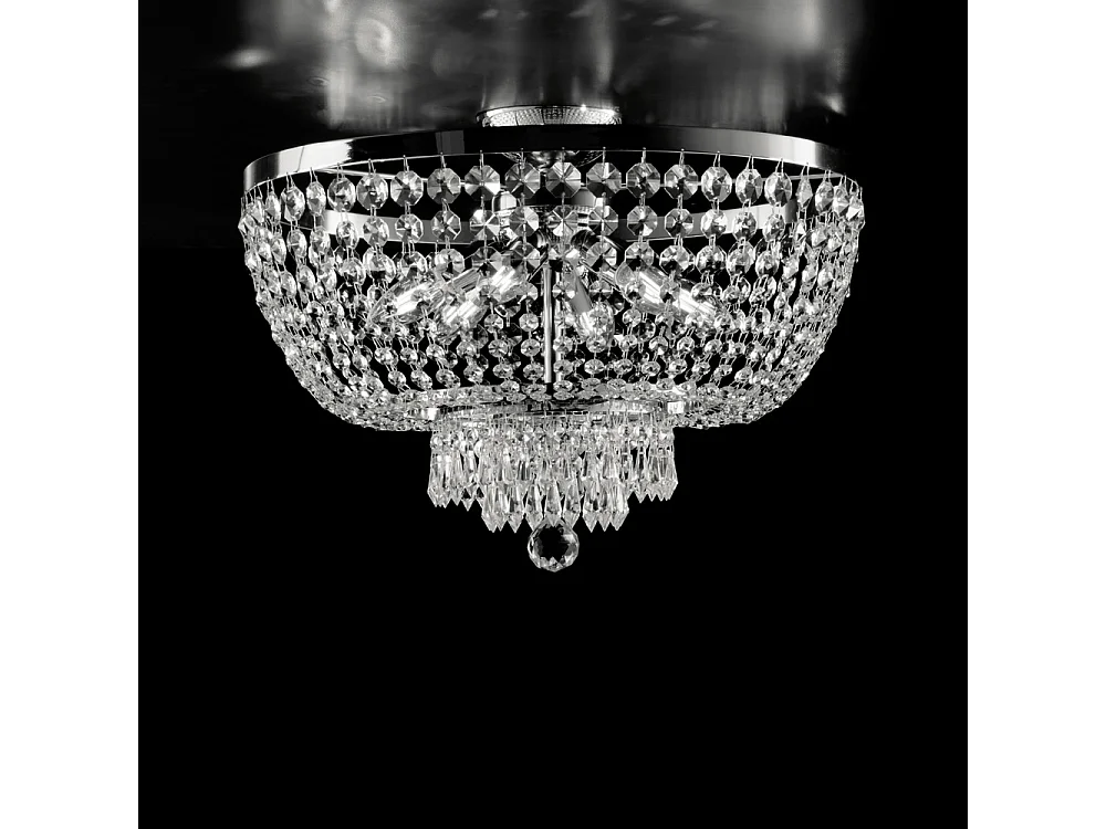 Mozart loftslampe i jern og forkromet messing med rhinsten 6 lys H.37 Ø50 BL189-PL6-CR