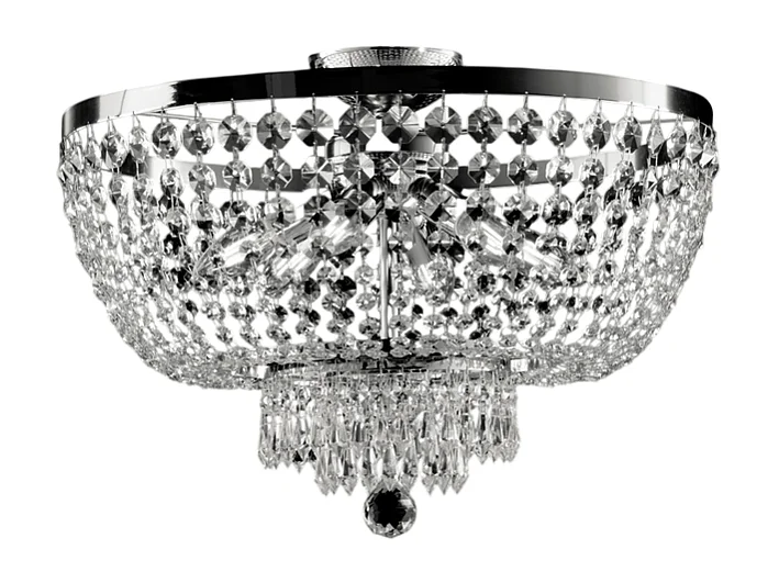 Mozart - Plafon em ferro e latão cromado com strass 6 luzes H.37 - Ø50 - BL189-PL6-CR