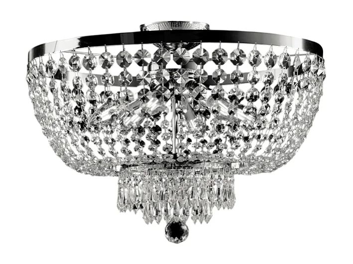 Mozart Plafonnier en fer et laiton chromé avec strass 6 lumières H.37 d.50 BL189-PL6-CR