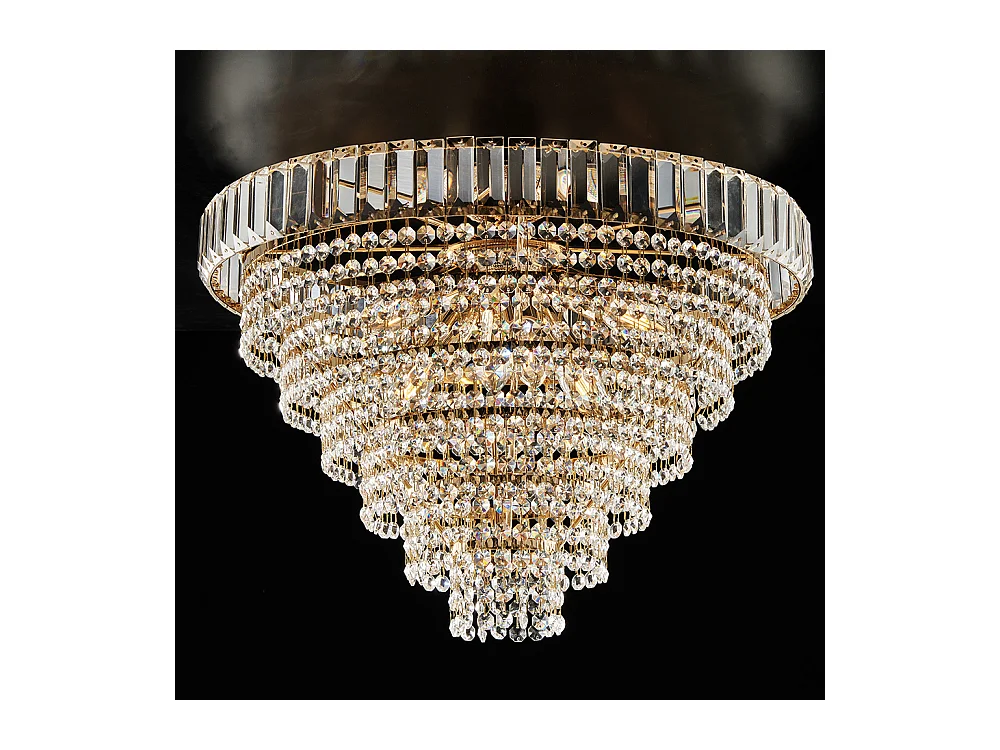 Vladimir - Deckenleuchte aus Eisen und goldenem Messing mit Strasssteinen 6 Lichter H.40 - Ø51 - BL263-PL6-OR