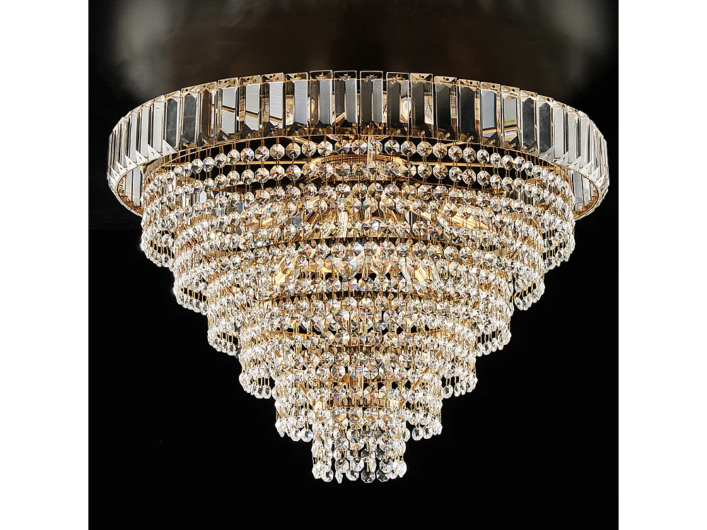 Vladimir Plafoniera in ferro e ottone dorato con strass 6 luci H.40 Ø51 BL263-PL6-OR