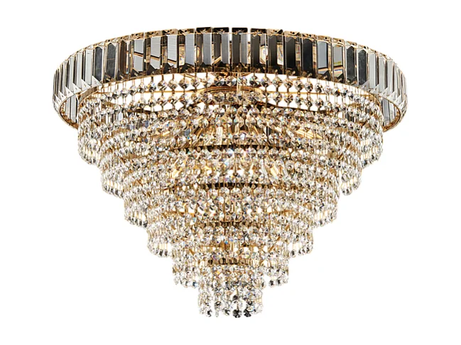Vladimir - Plafondlamp in ijzer en goudmessing met strass steentjes 6 lichts H.40 - Ø51 - BL263-PL6-OR