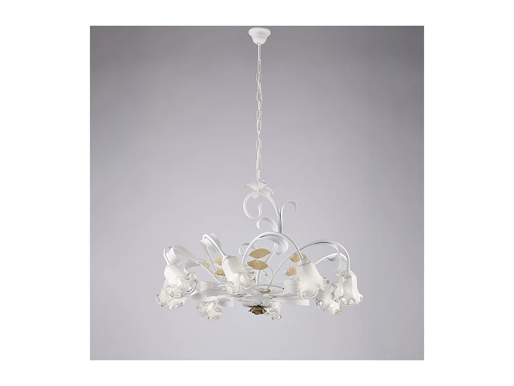 Bonetti Illumina -  Cesto – Shabby-Kronleuchter aus weiß lackiertem Eisen, 8 Lichter, 112 – Ø85 – BL274-8-BCO