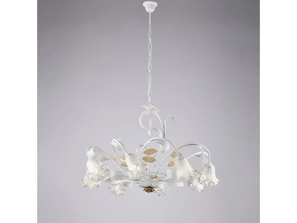 Cesto - Lustre surrado de ferro lacado branco 8 luzes 112 - Ø85 - BL274-8-BCO