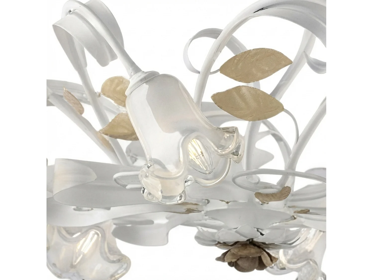 Bonetti Illumina -  Cesto - Shabby-Kronleuchter aus weiß lackiertem Eisen, 8 Lichter, 112 - Ø85 - BL274-8-BCO