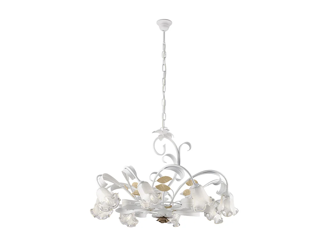 Cesto - Lustre surrado de ferro lacado branco 8 luzes 112 - Ø85 - BL274-8-BCO