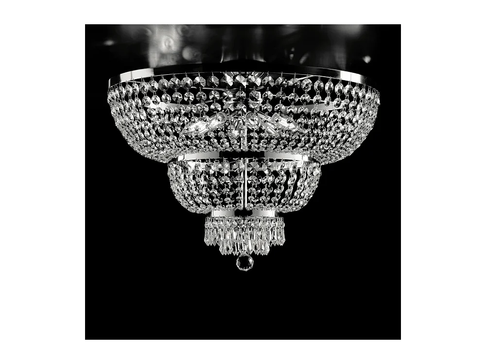 Mozart Plafonnier en fer et laiton chromé avec strass 8 lumières H.48 d.65 BL189-PL8-CR