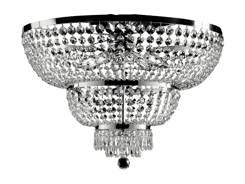 Mozart Plafonnier en fer et laiton chromé avec strass 8 lumières H.48 d.65 BL189-PL8-CR