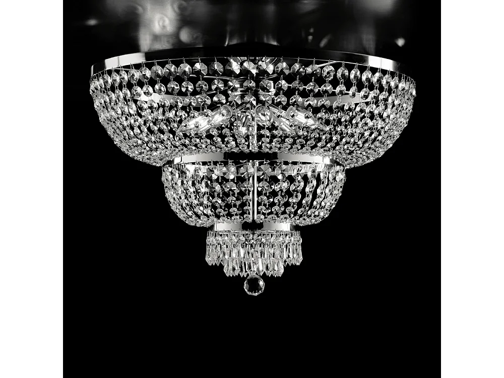Mozart Plafoniera in ferro e ottone cromato con strass 8 luci H.48 Ø65 BL189-PL8-CR
