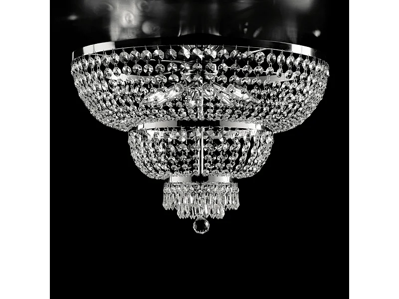 Mozart Plafonnier en fer et laiton chromé avec strass 8 lumières H.48 d.65 BL189-PL8-CR