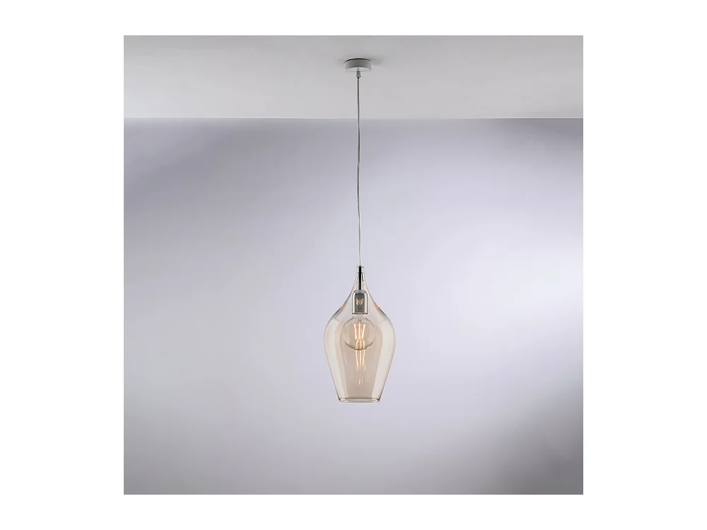 Ares Suspension Iron avec verre pyrex ambré 1 lumière 142 d.20 BL273-S1-AM