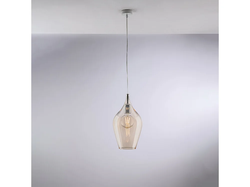 Ares Iron suspension with amber pyrex glass 1 light 142 Ø20 BL273-S1-AM
