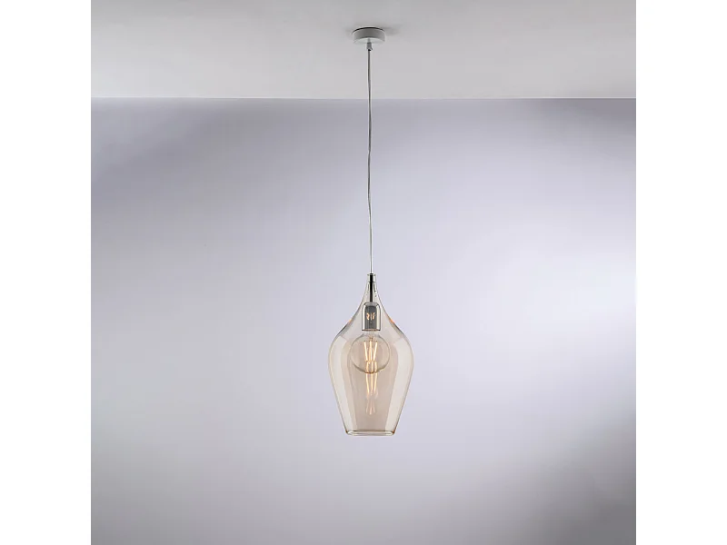 Ares - Suspensão em ferro com vidro pirex âmbar 1 luz 142 - Ø20 - BL273-S1-AM
