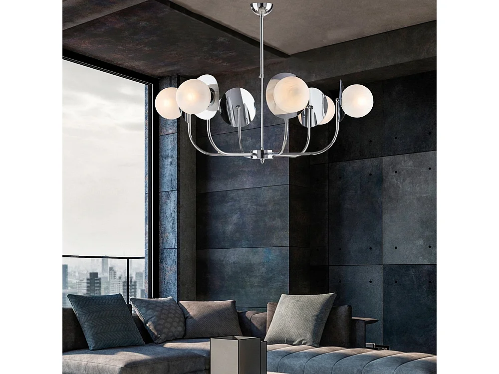 Selene - Lampa wisząca z polerowanego chromowanego żelaza 6 lamp X 80 - Ø92 - BL281-6-CR