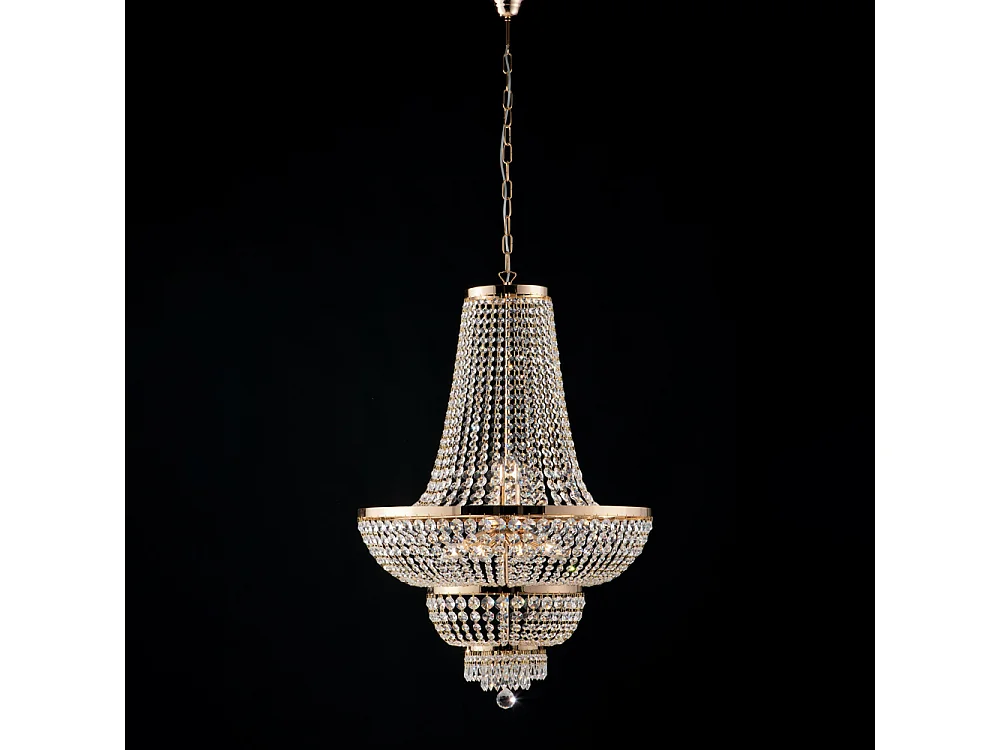 Mozart Lustre en fer et laiton doré avec strass 10 lumières 155 d.65 BL189-10-OR