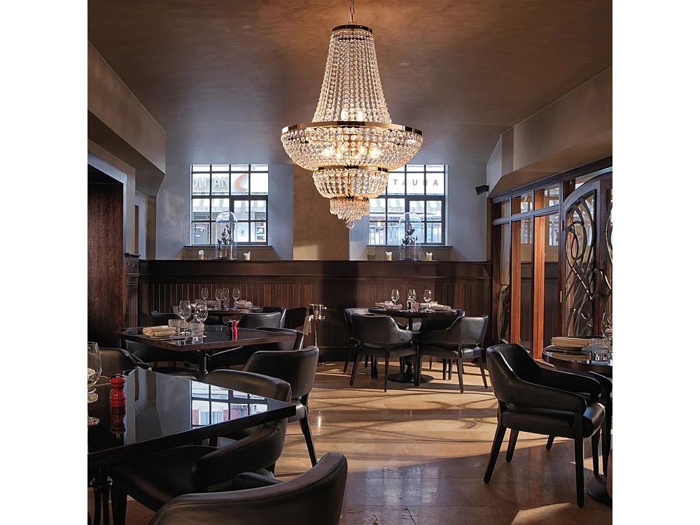 Mozart Lustre en fer et laiton doré avec strass 10 lumières 155 d.65 BL189-10-OR