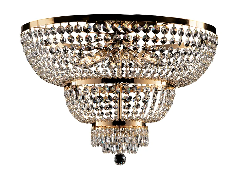 Mozart Plafonnier en fer et laiton doré avec strass 8 lumières H.48 d.65 BL189-PL8-OR