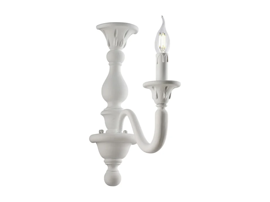Lucca Applique murale en bois blanc Shabby 1 lumière .13 P.26 BL271-AP1-BCO