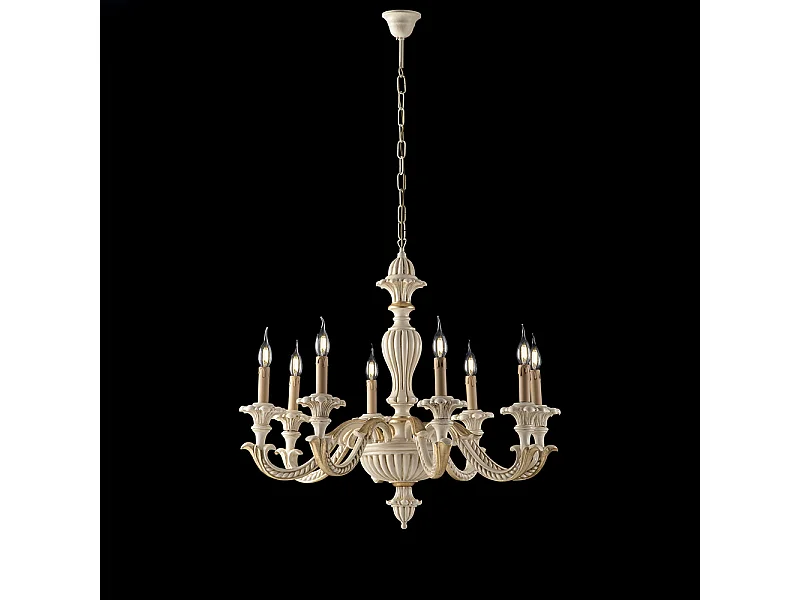 Bonetti Illumina -  Leonardo - Kronleuchter aus Elfenbeinholz und Blattgold 6 Lichter 130 - Ø74 - BL180-6-AV