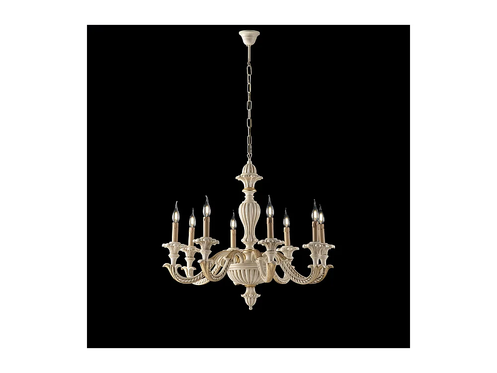 Bonetti Illumina -  Leonardo - Kronleuchter aus Elfenbeinholz und Blattgold 6 Lichter 130 - Ø74 - BL180-6-AV