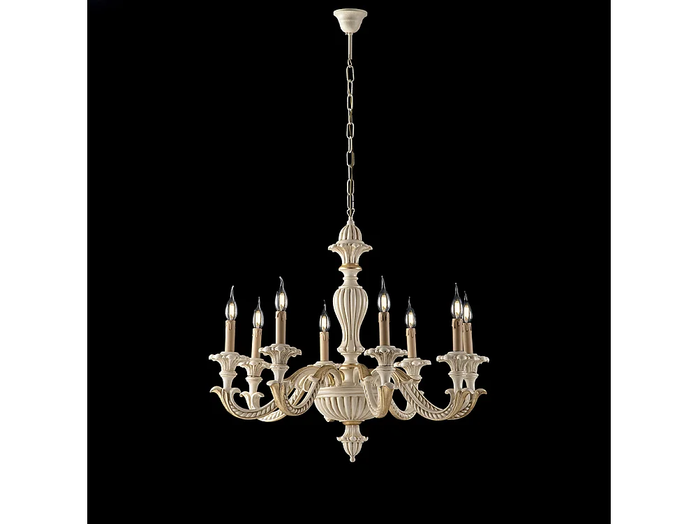 Bonetti Illumina -  Leonardo - Kronleuchter aus Elfenbeinholz und Blattgold 6 Lichter 130 - Ø74 - BL180-6-AV