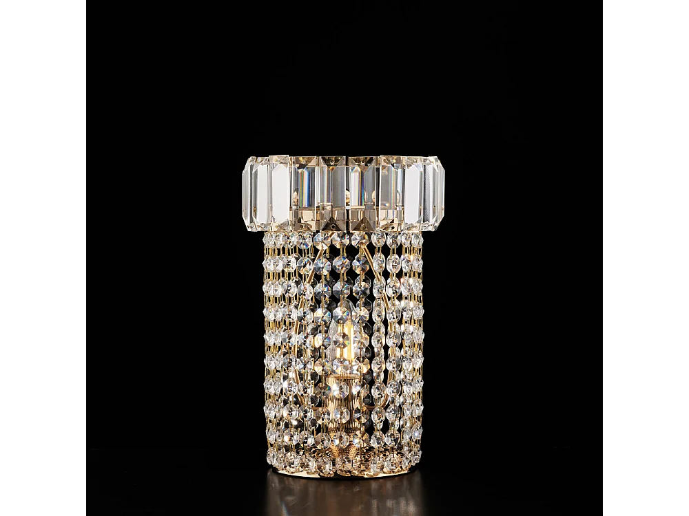 Vladimir Lampe de table en fer et laiton doré avec strass 1 lumière H.27 d.18 BL263-LT-OR