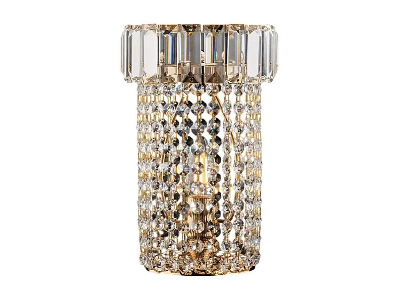 Lampa stołowa Vladimir z żelaza i złoconego mosiądzu z kryształkami 1 lampa H.27 Ø18 BL263-LT-OR