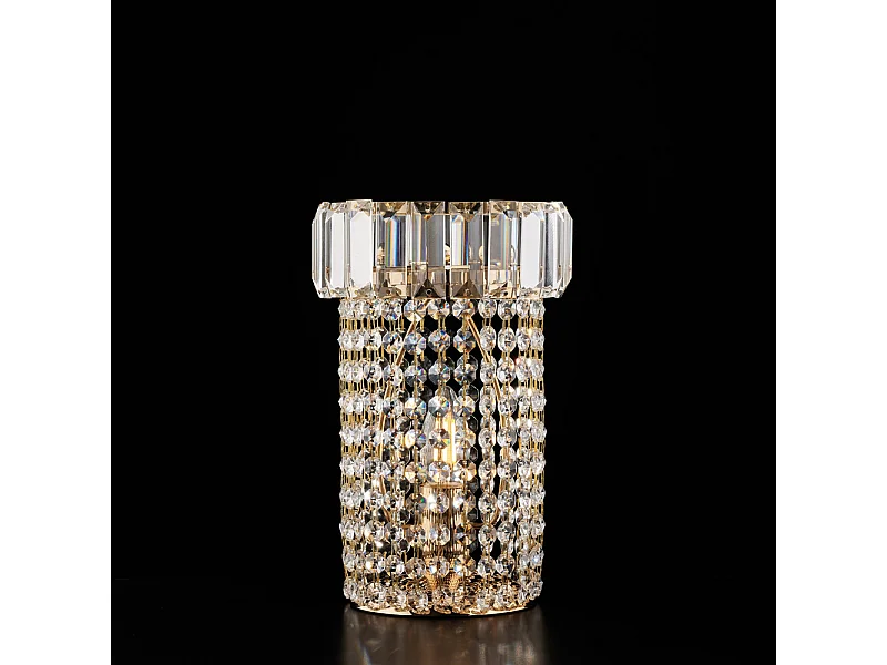 Vladimir - Tischlampe aus Eisen und goldenem Messing mit Strasssteinen 1 Licht H.27 - Ø18 - BL263-LT-OR