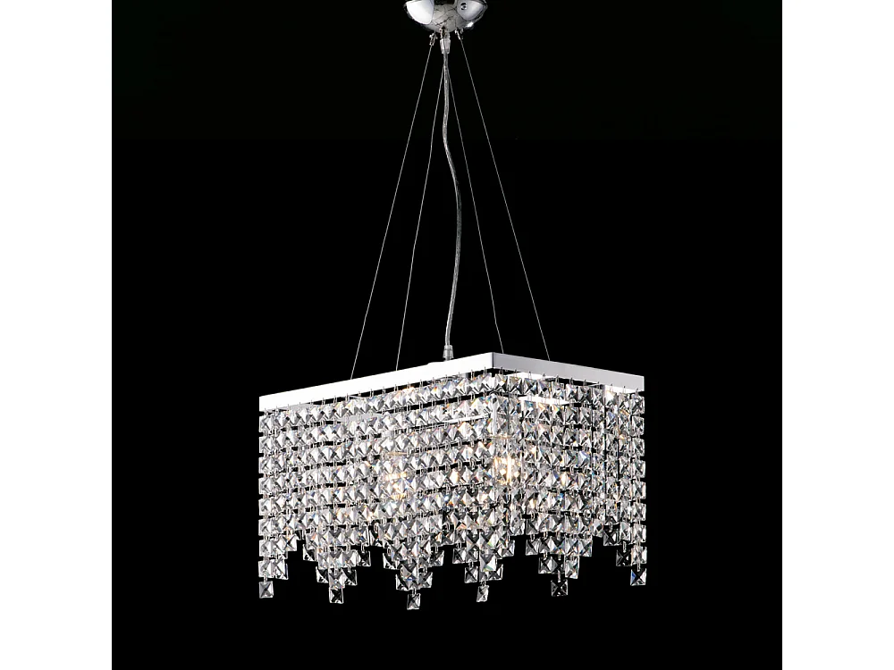 Penelope Sospensione in ottone e ferro cromato 2 luci con strass  L.48 X 30 BL31-2-CR