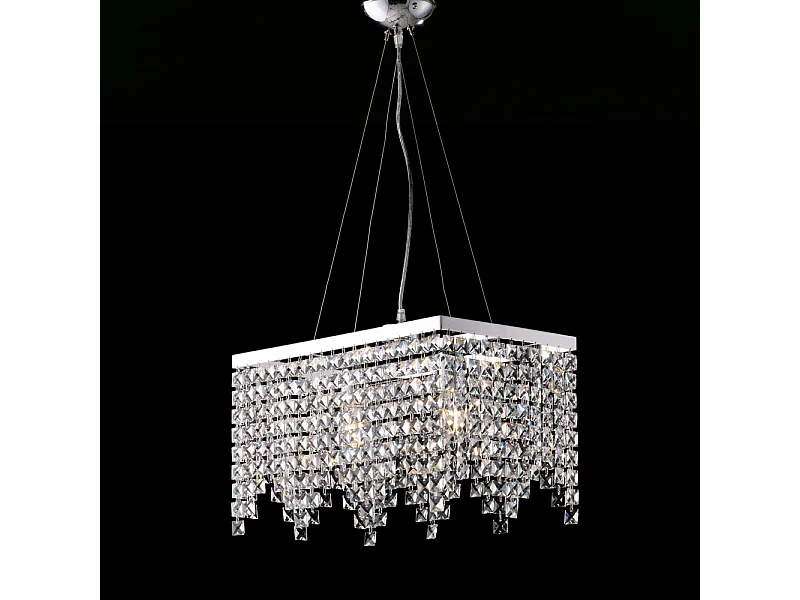 Penelope Suspension en laiton et fer chromé 2 lumières avec strass L.48 X 30 BL31-2-CR