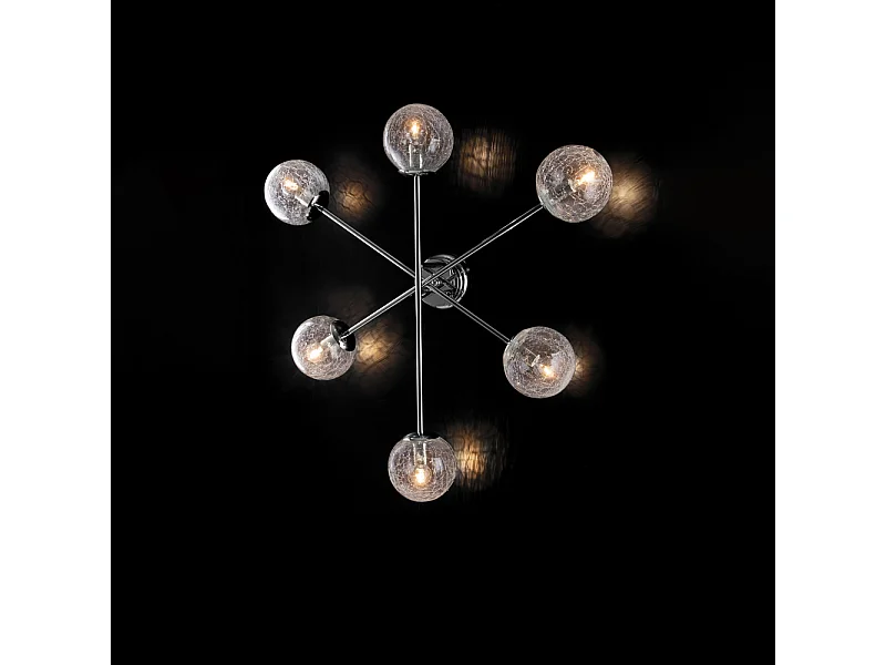 Tresor Plafonnier en fer chromé poli 6 lumières H.20 d.78 BL215-PL6-CR