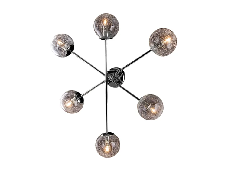 Tresor Plafonnier en fer chromé poli 6 lumières H.20 d.78 BL215-PL6-CR