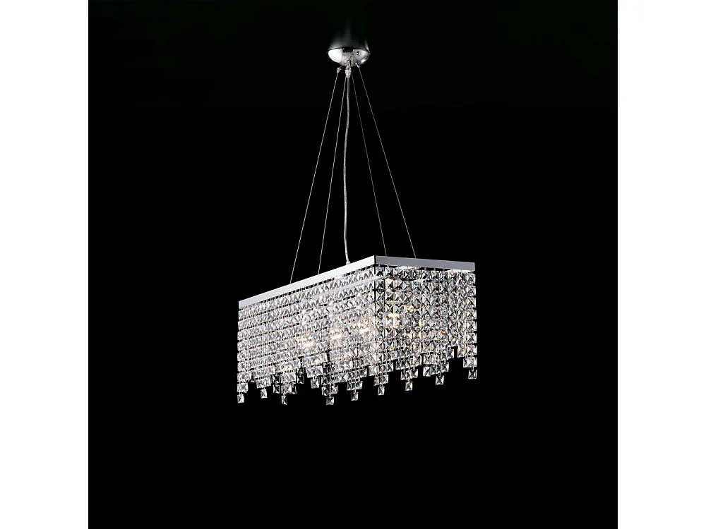 Penelope Suspension en laiton et fer chromé 4 lumières avec strass L.71 X 30 BL31-4-CR