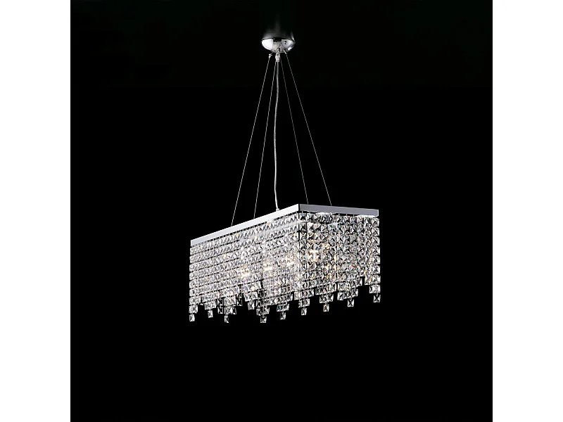Penelope - Ophanging in messing en verchroomd ijzer 4 lampen met strass steentjes L.71 X 30 - BL31-4-CR